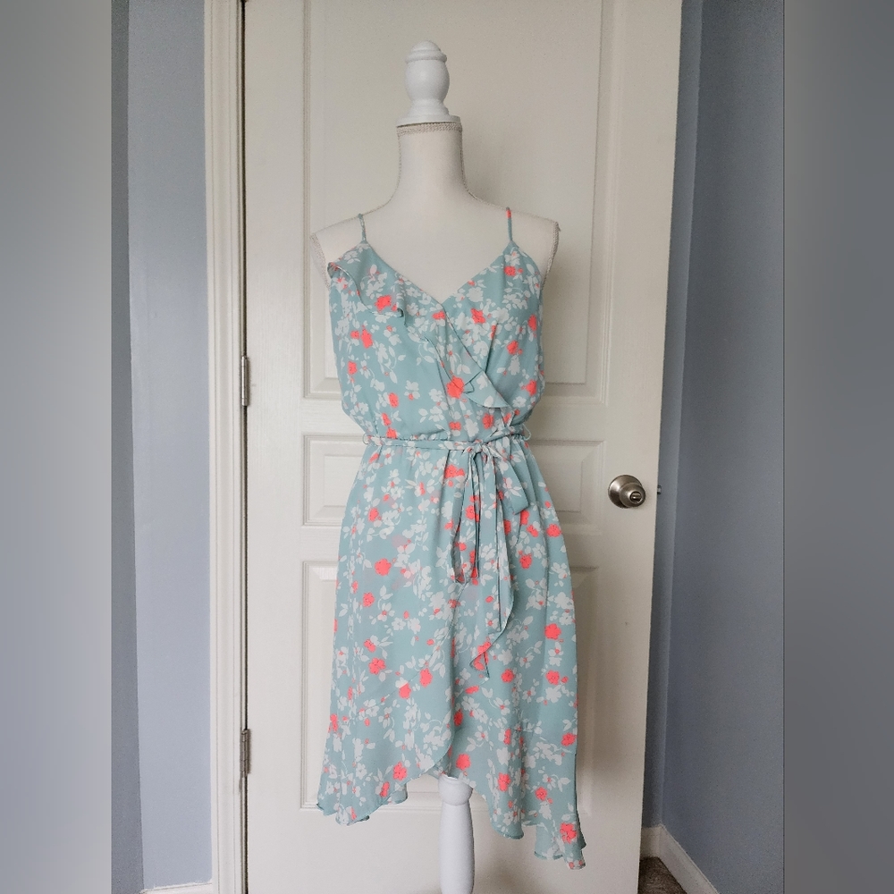 NWO TAGS SOCIALITE MINI DRESS IN MINT FLOWER PRINT, SIZE MEDIUM